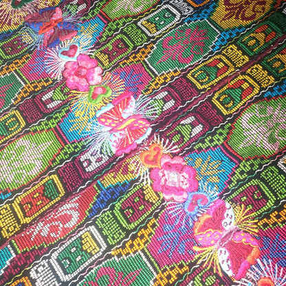 Handmade Guatemala Cotton Fabric: ZUNIL Corte, Mayan STONES Pattern Textil, Fabric Per Yard
