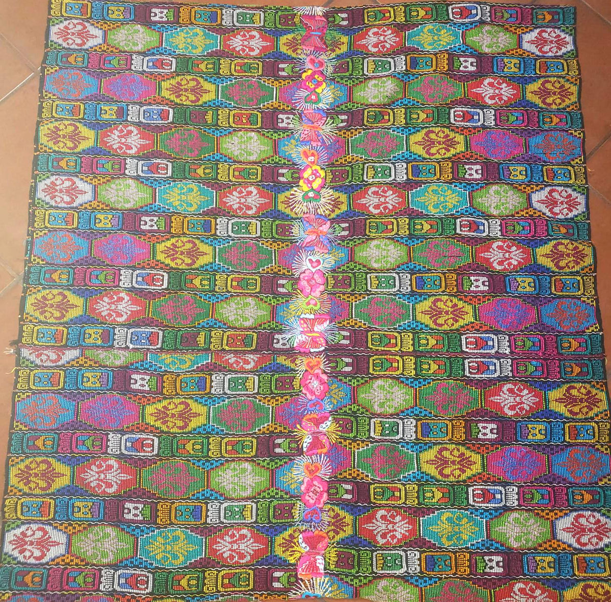 Handmade Guatemala Cotton Fabric: ZUNIL Corte, Mayan STONES Pattern Textil, Fabric Per Yard