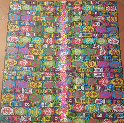 Handmade Guatemala Cotton Fabric: ZUNIL Corte, Mayan STONES Pattern Textil, Fabric Per Yard