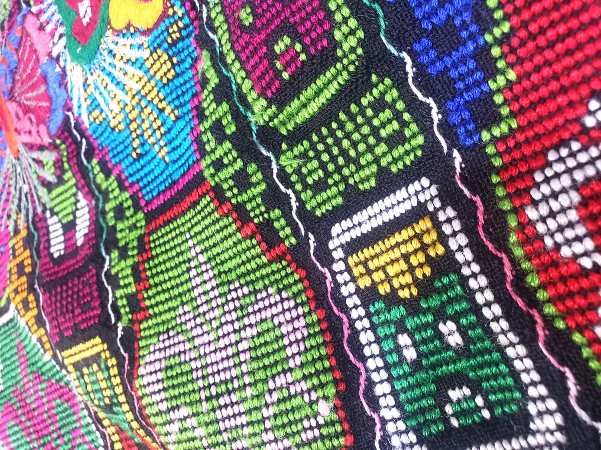 Handmade Guatemala Cotton Fabric: ZUNIL Corte, Mayan STONES Pattern Textil, Fabric Per Yard