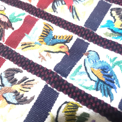 Vintage Handmade EMBROIDERED Parrots SANTIAGO Atitlan Huipil Cotton Wall Decor Tapestry