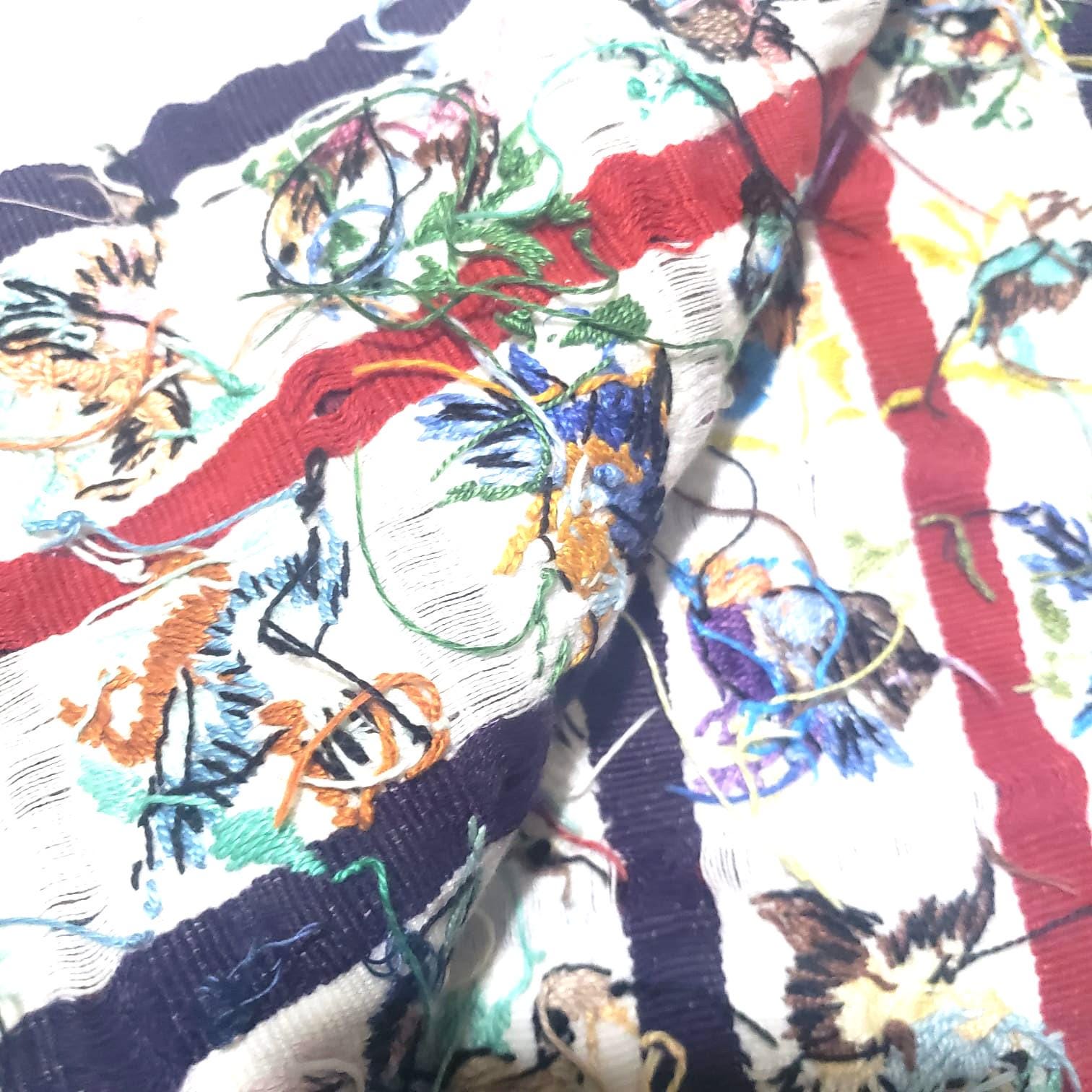 Vintage Handmade EMBROIDERED Parrots SANTIAGO Atitlan Huipil Cotton Wall Decor Tapestry