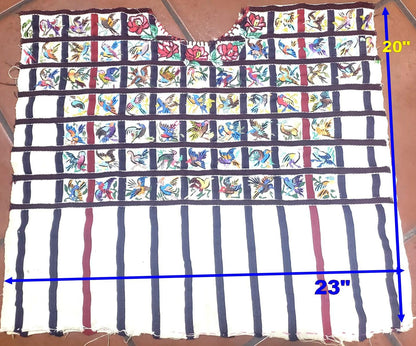 Vintage Handmade EMBROIDERED Parrots SANTIAGO Atitlan Huipil Cotton Wall Decor Tapestry