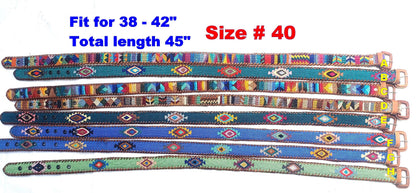 Authentic Handmade SILK Leather Braided UNISEX Belt, Colorful Woven Design with Buckle and Loop