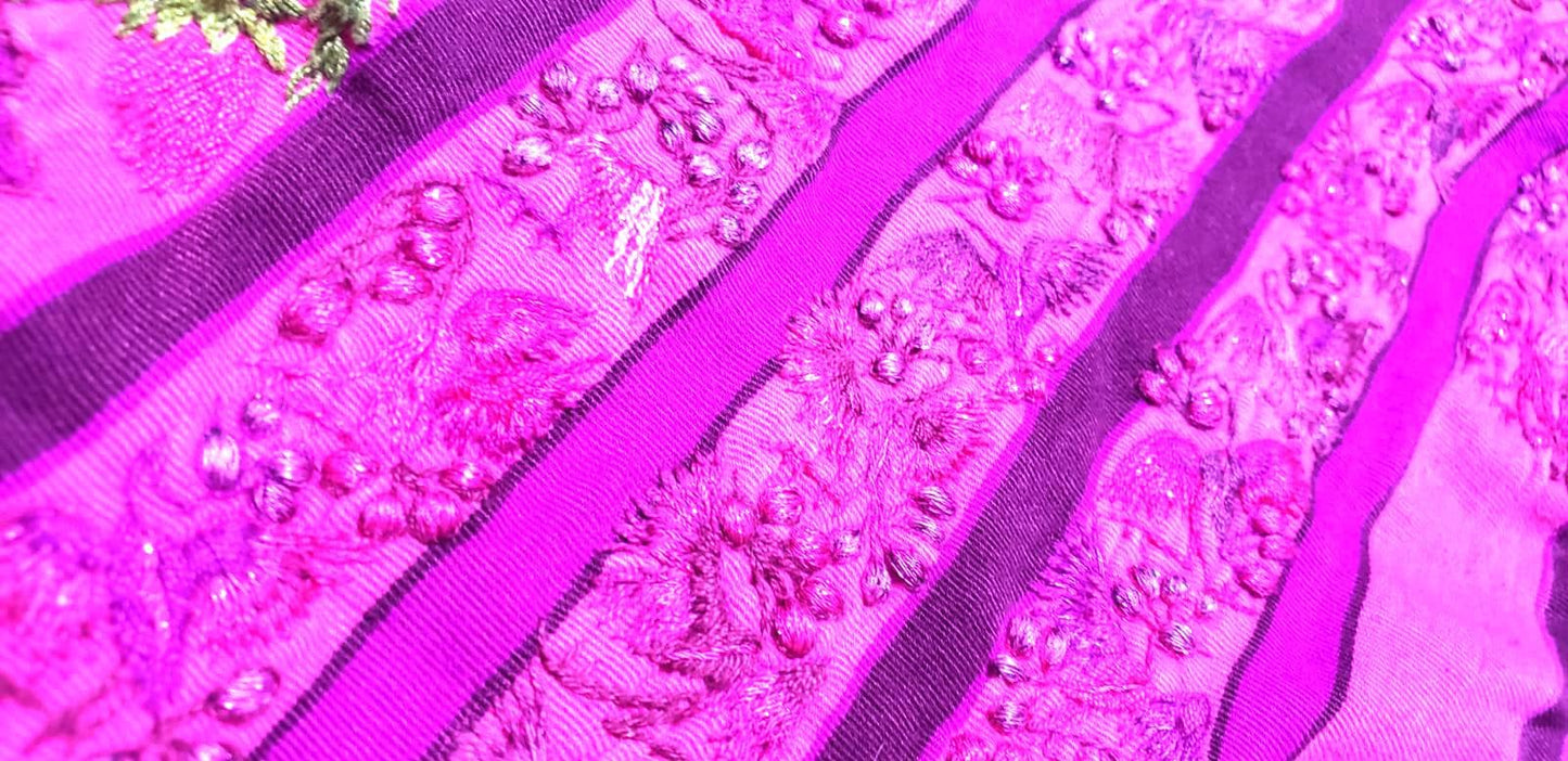 Vintage FUCHSIA Handmade Embroidered FLORAL And BIRDS Santiago Atitlan Huipil Cotton Wall Decor Tapestry