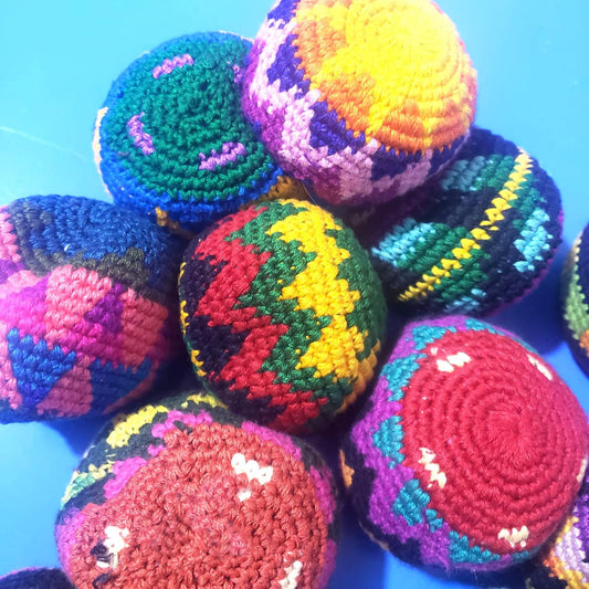 Handmade Guatemalan Hacky Sack – Soft & Slouchy Crocheted Footbag | Squishy Stress Relief Kick Bag