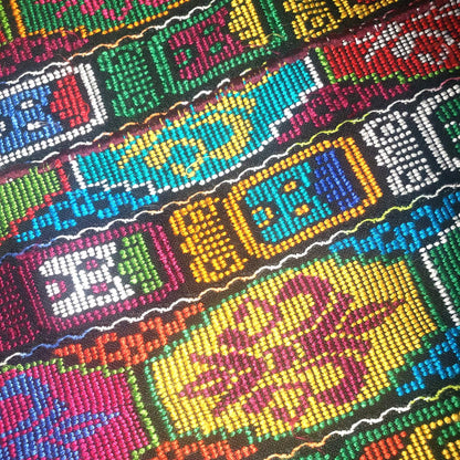 Handmade Guatemala Cotton Fabric: ZUNIL Corte, Mayan STONES Pattern Textil, Fabric Per Yard