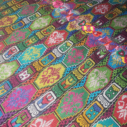 Handmade Guatemala Cotton Fabric: ZUNIL Corte, Mayan STONES Pattern Textil, Fabric Per Yard
