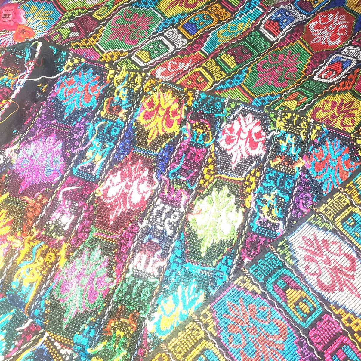 Handmade Guatemala Cotton Fabric: ZUNIL Corte, Mayan STONES Pattern Textil, Fabric Per Yard