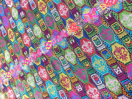 Handmade Guatemala Cotton Fabric: ZUNIL Corte, Mayan STONES Pattern Textil, Fabric Per Yard
