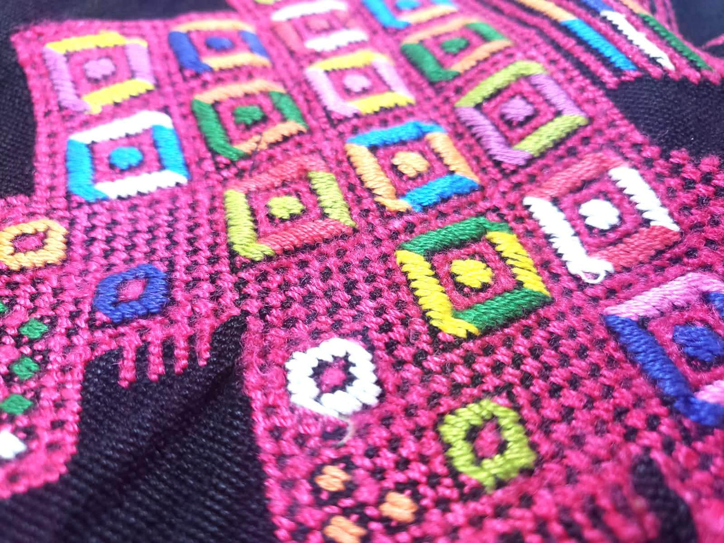Nahuala Hand Embroidery Pillow, MAYAN LION Weaved Cushion 12x18, BLACK Pillow Case