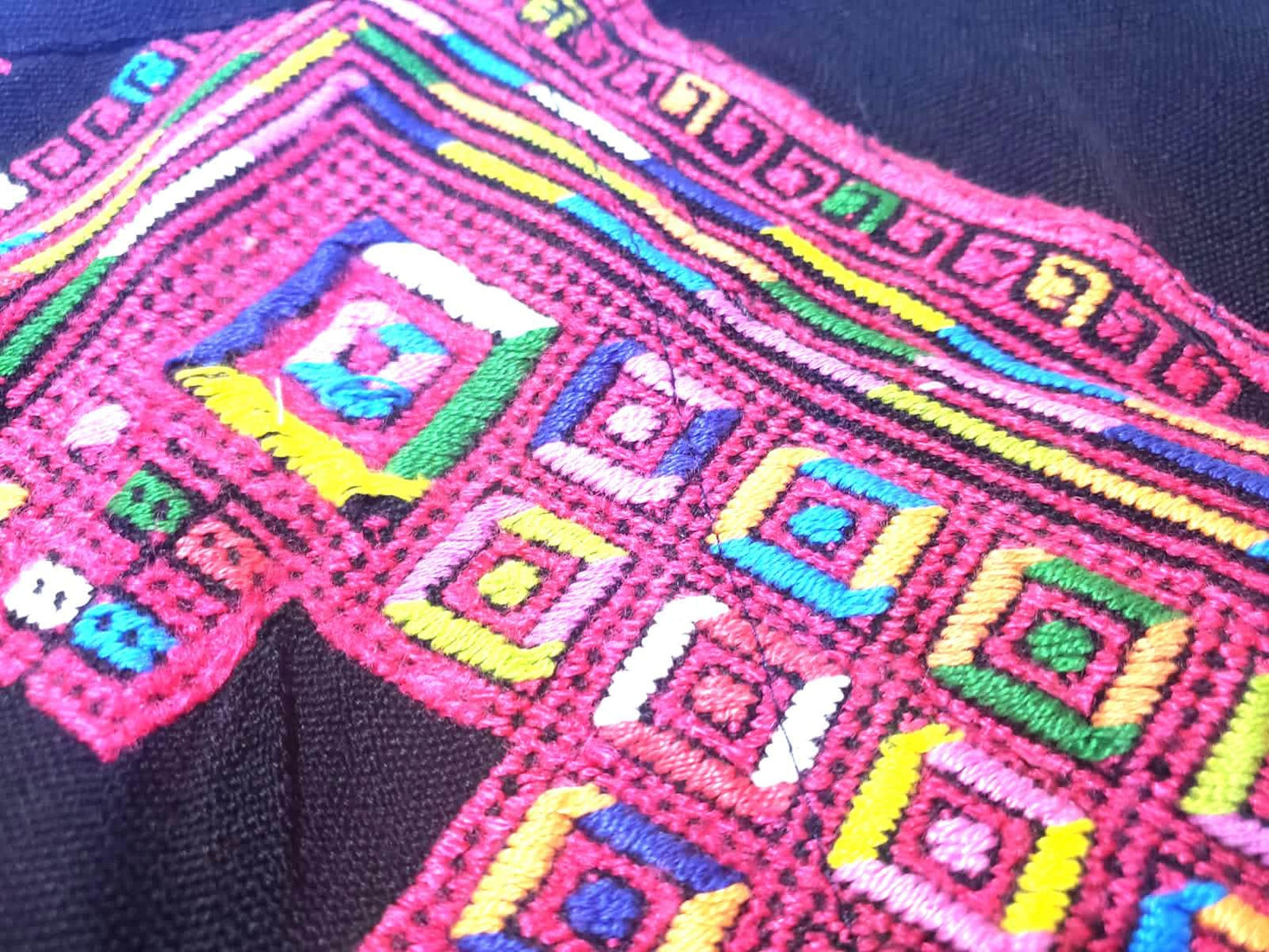 Nahuala Hand Embroidery Pillow, MAYAN LION Weaved Cushion 12x18, BLACK Pillow Case