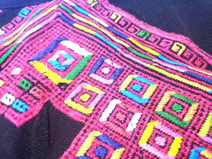 Nahuala Hand Embroidery Pillow, MAYAN LION Weaved Cushion 12x18, BLACK Pillow Case