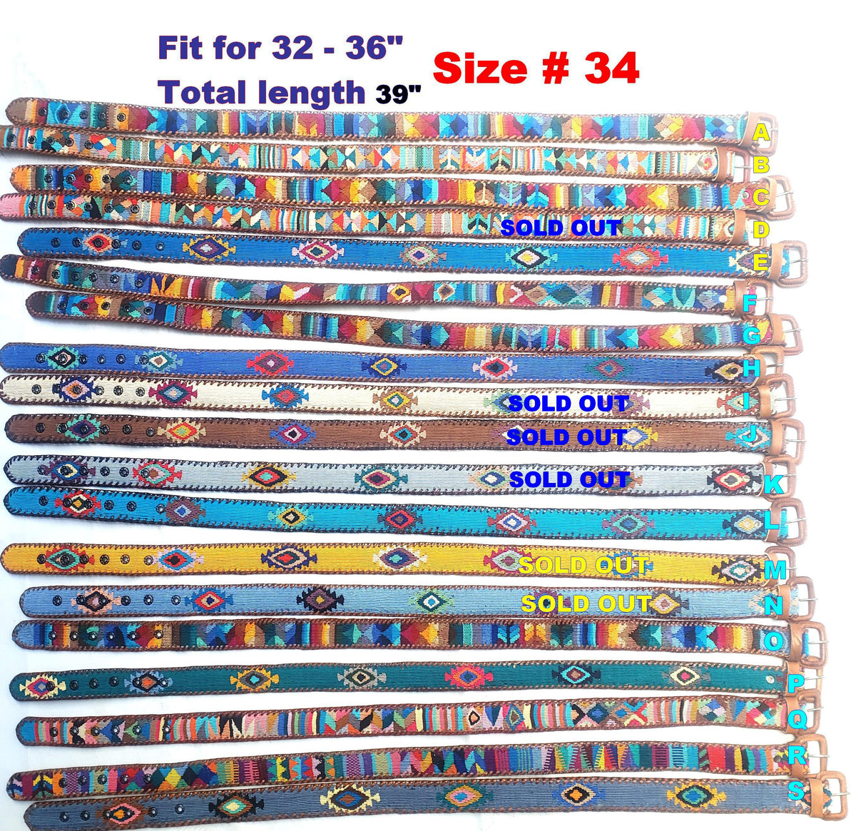 Lot of 2, 3 Authentic Handmade SILK Leather Braided UNISEX Belt, Colorful Woven Design with Buckle and Loop