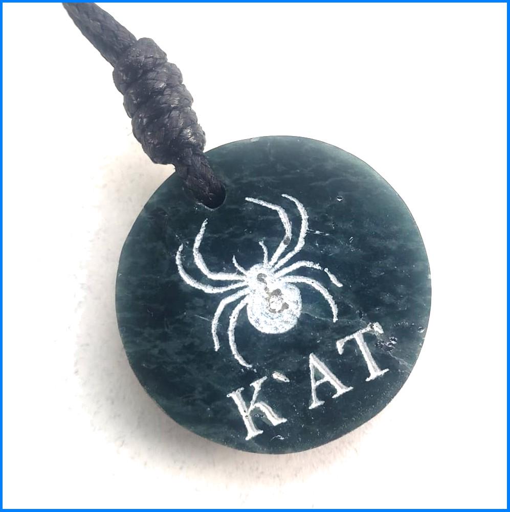 Guatemalan Dark Green Jade Mayan Nahual Pendant Necklace, Adjustable Waxed Cord Spiritual Jewelry