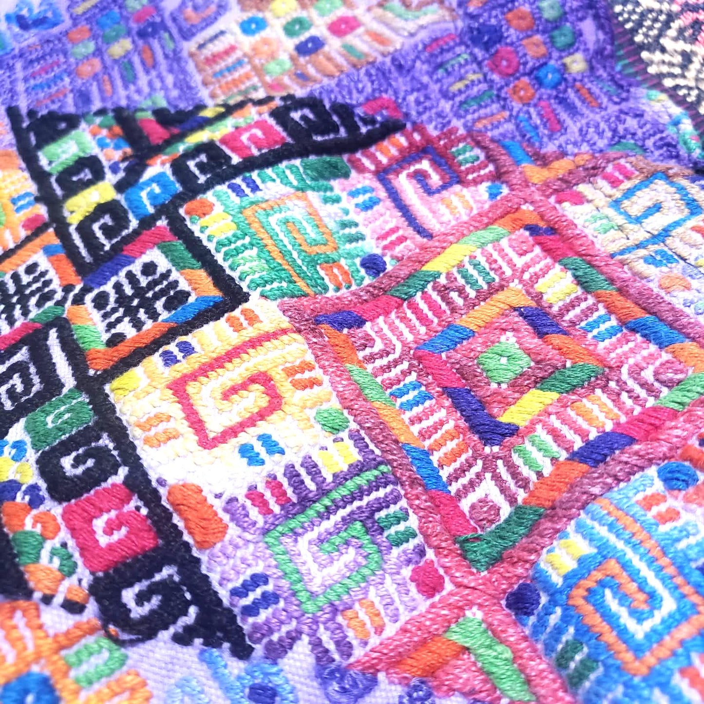 MINI Guatemala Hand Weaved Pillow, GEOMETRIC Cushion 10x10, Purple Textil