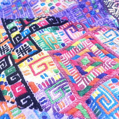 MINI Guatemala Hand Weaved Pillow, GEOMETRIC Cushion 10x10, Purple Textil