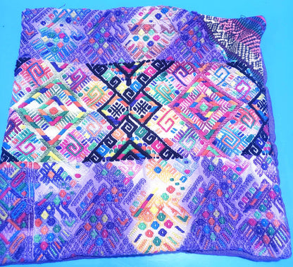 MINI Guatemala Hand Weaved Pillow, GEOMETRIC Cushion 10x10, Purple Textil