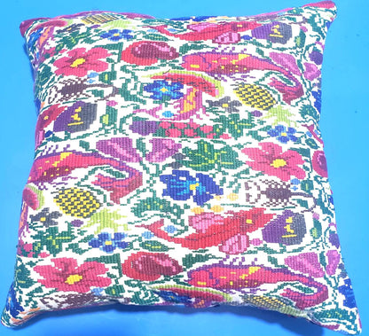 Nebaj Hand Weaved Pillow, MAYAN LIFE Cushion 13x13, White TECPAN Pillow Case