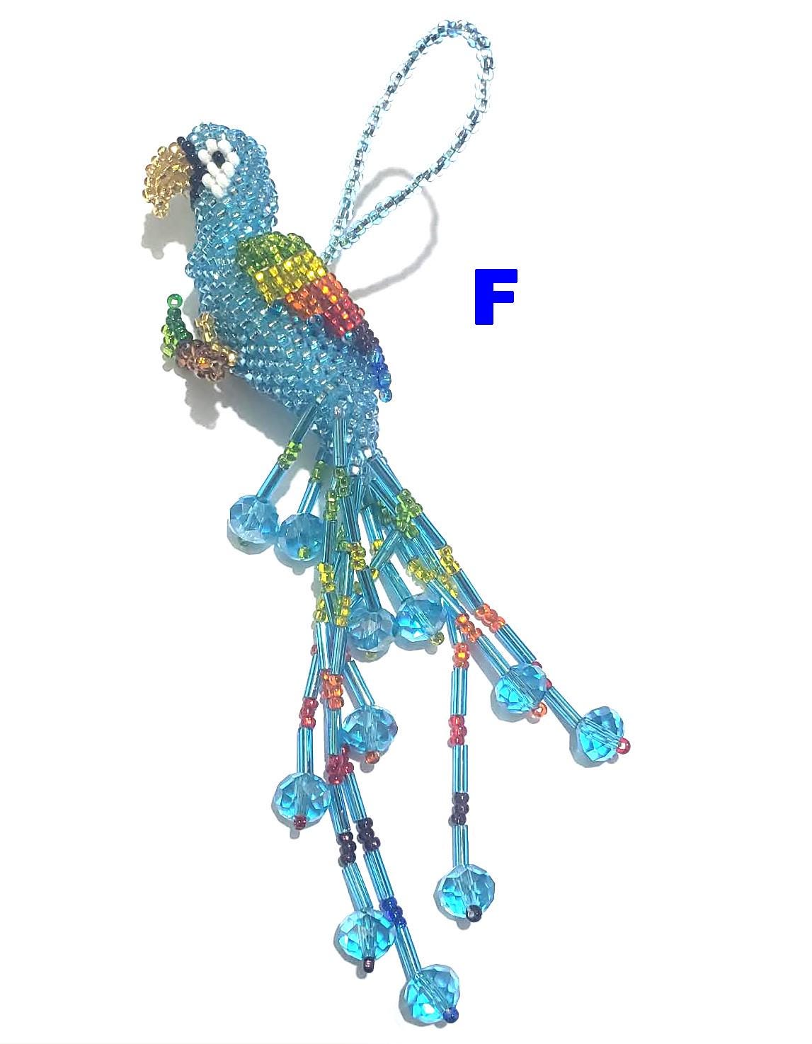 Beaded PARROT Ornament, Czech Glass Bird, For the BIRD Lovers
