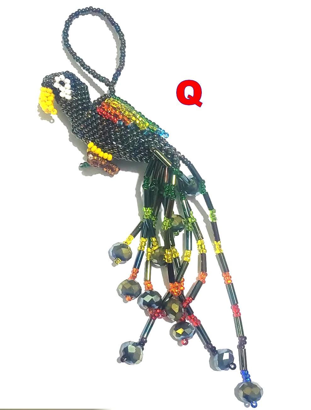 Beaded PARROT Ornament, Czech Glass Bird, For the BIRD Lovers