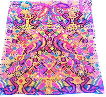 Handwoven Guatemalan Peacock Throw Pillow Cover 12x12, Mustard Yellow Maya Embroidered Cushion, Chichicastenango Boho Textile