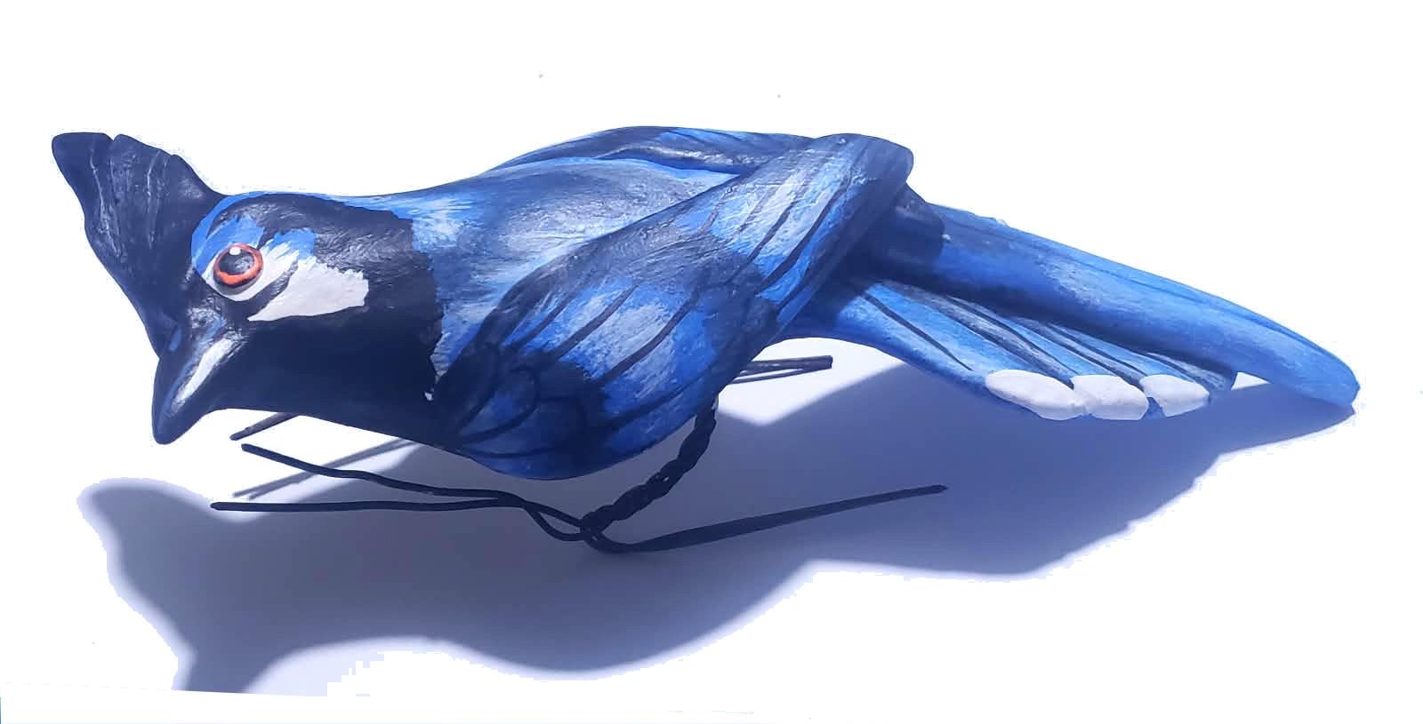 Black Throated Magpie Jay Ceramic Bird Figurine