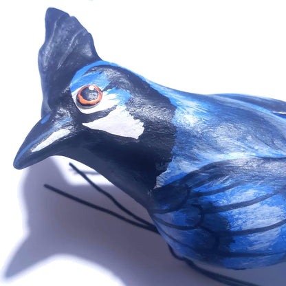 Black Throated Magpie Jay Ceramic Bird Figurine