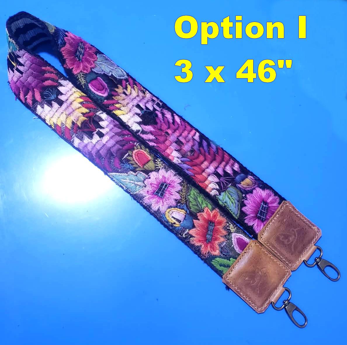 Guatemalan Handmade EMBROIDERED Leather CAMERA / BAG strap