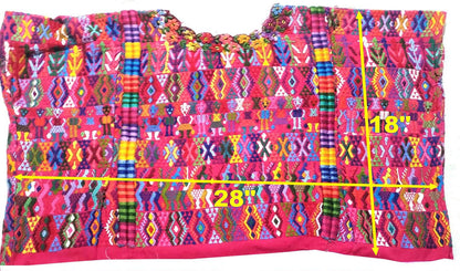 Handwoven Guatemalan Huipil Top - Tactic Coban Traditional Embroidered Cotton Blouse with Deer & Geometric Motif, Large