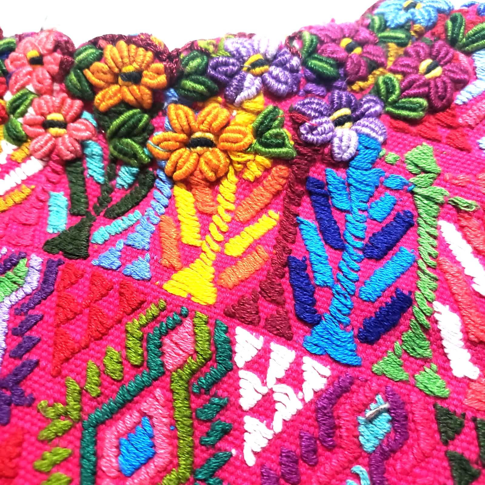 Handwoven Guatemalan Huipil Top - Tactic Coban Traditional Embroidered Cotton Blouse with Deer & Geometric Motif, Large