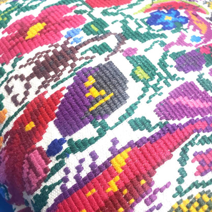 Nebaj Hand Weaved Pillow, MAYAN LIFE Cushion 13x13, White TECPAN Pillow Case