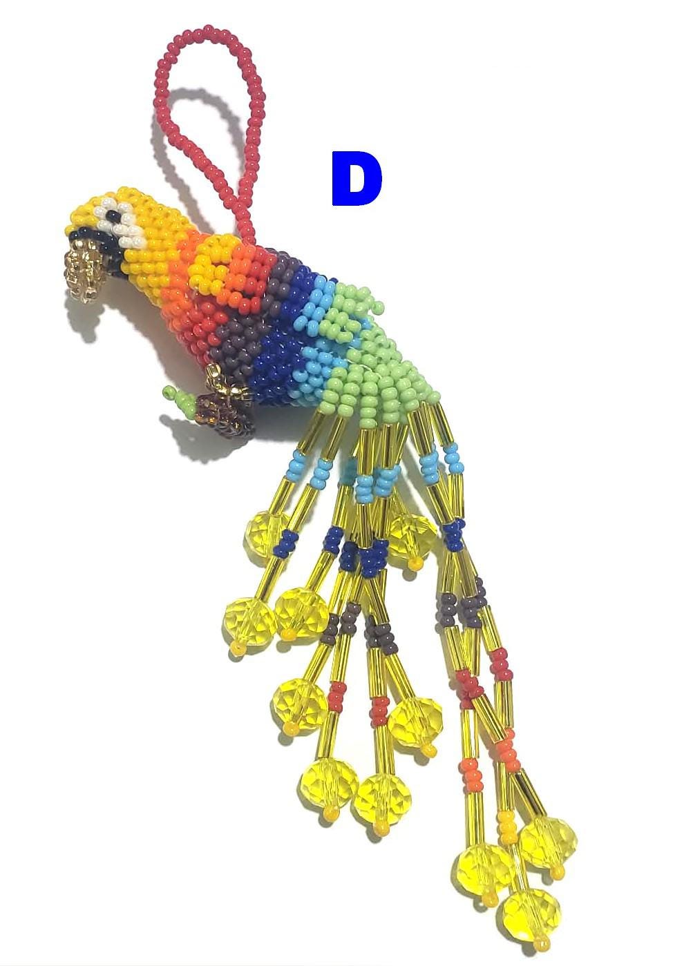 Beaded PARROT Ornament, Czech Glass Bird, For the BIRD Lovers