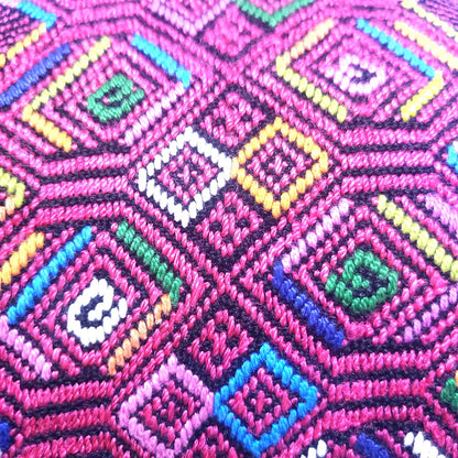 MINI Guatemala Hand Weaved Pillow, LIONS-GEOMETRIC Cushion 10x10, Black Nahuala Textil