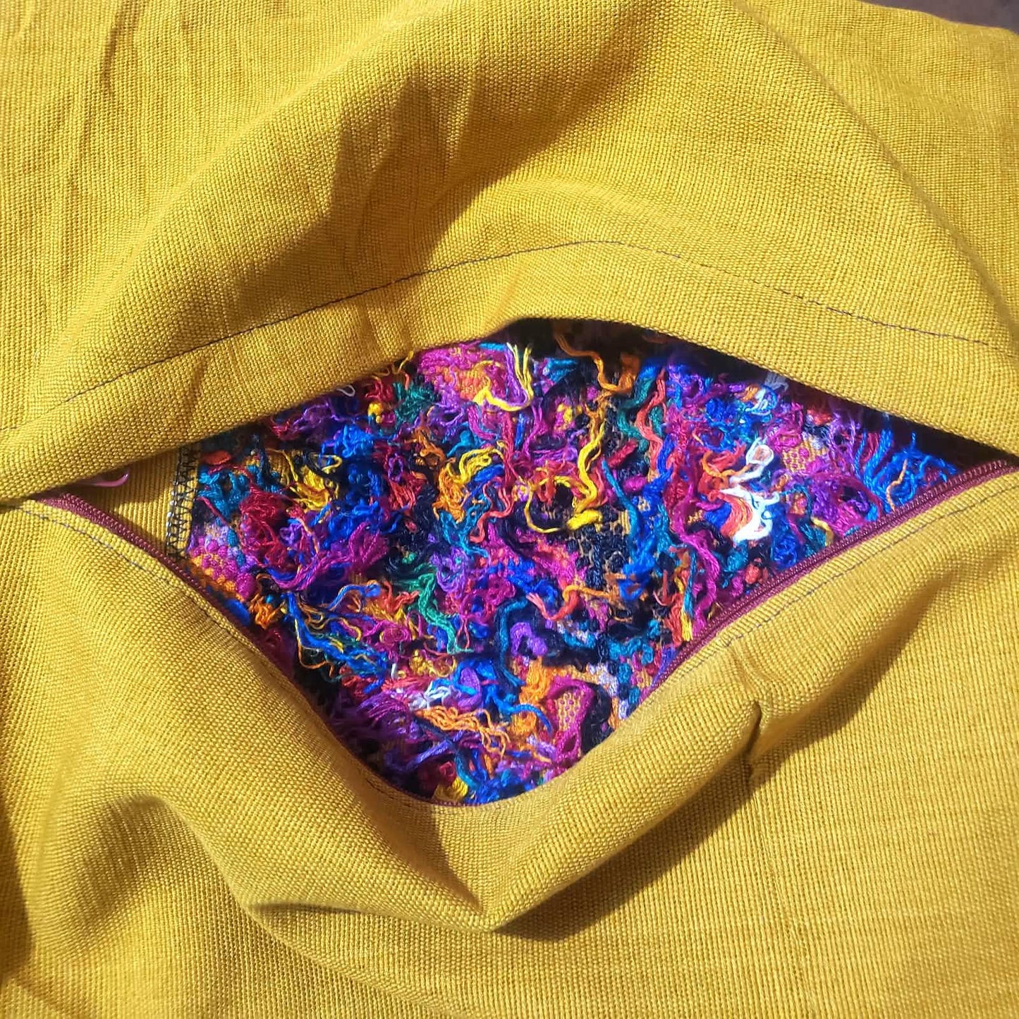 Handwoven Guatemalan Peacock Throw Pillow Cover 12x12, Mustard Yellow Maya Embroidered Cushion, Chichicastenango Boho Textile