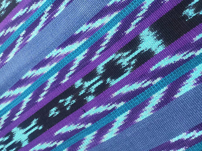 Handwoven Guatemalan Textile by the Yard - Cyan Purple Blue Cotton Fabric for Skirts, Curtains & Crafts -Foot Loom Material