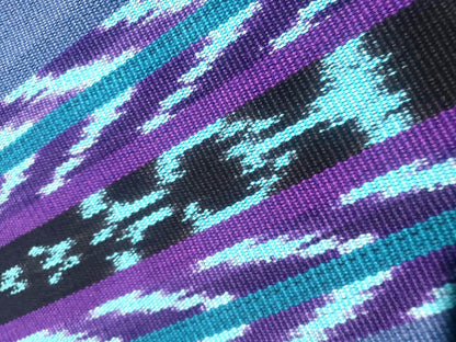Handwoven Guatemalan Textile by the Yard - Cyan Purple Blue Cotton Fabric for Skirts, Curtains & Crafts -Foot Loom Material