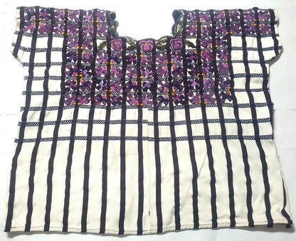 Vintage WHITE Handmade Embroidered BIRDS Santiago Atitlan Huipil Cotton Wall Decor Tapestry