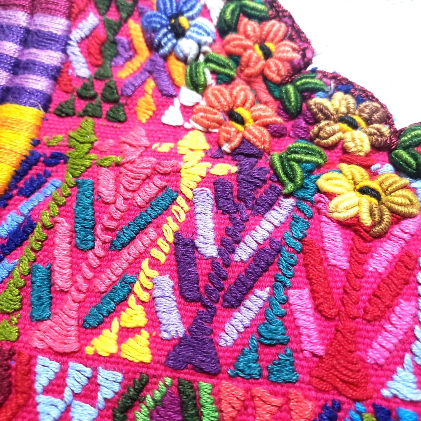 Handwoven Guatemalan Huipil Top - Tactic Coban Traditional Embroidered Cotton Blouse with Deer & Geometric Motif, Large