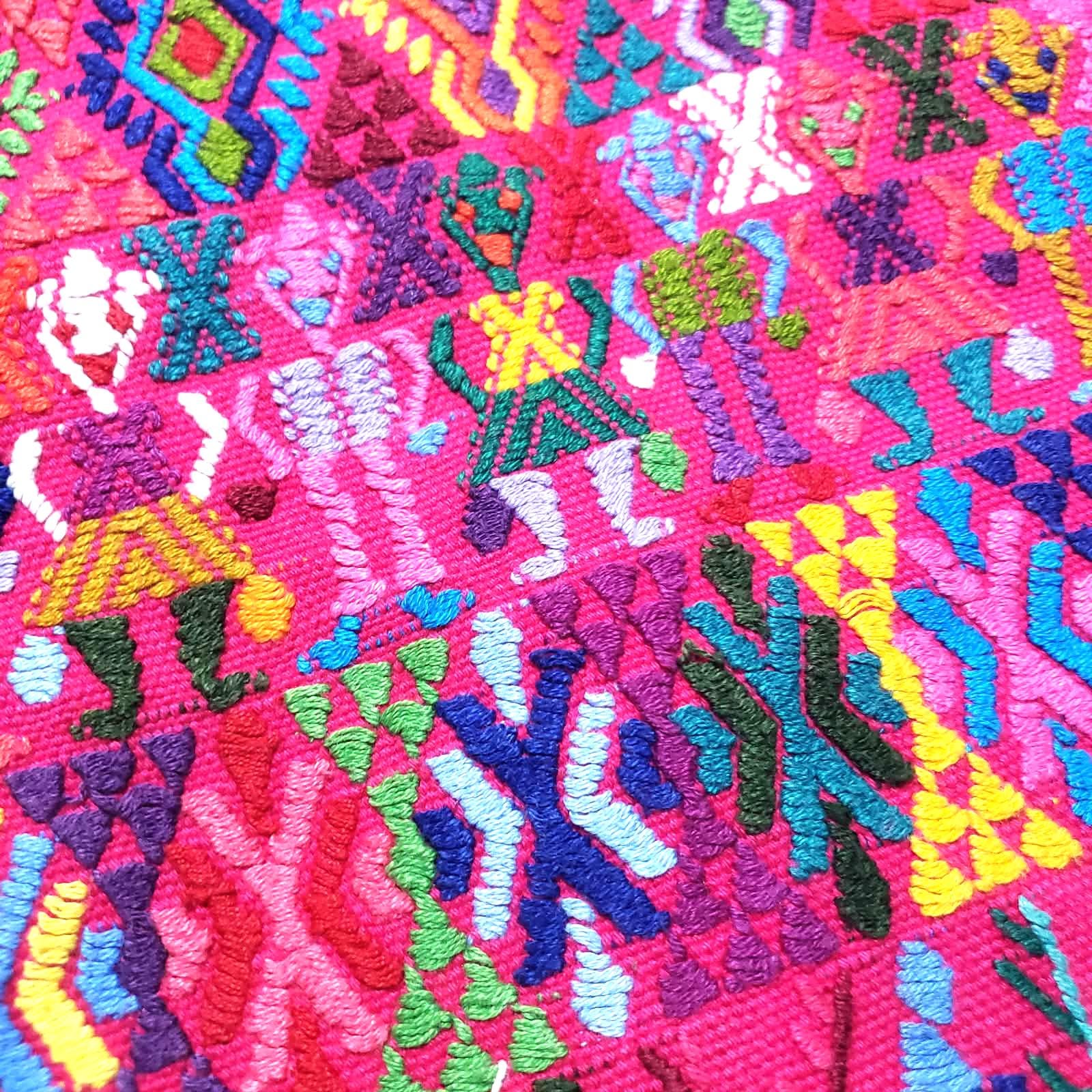 Handwoven Guatemalan Huipil Top - Tactic Coban Traditional Embroidered Cotton Blouse with Deer & Geometric Motif, Large