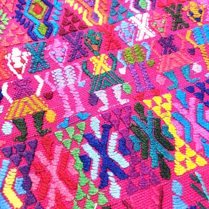 Handwoven Guatemalan Huipil Top - Tactic Coban Traditional Embroidered Cotton Blouse with Deer & Geometric Motif, Large