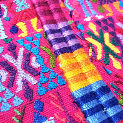 Handwoven Guatemalan Huipil Top - Tactic Coban Traditional Embroidered Cotton Blouse with Deer & Geometric Motif, Large