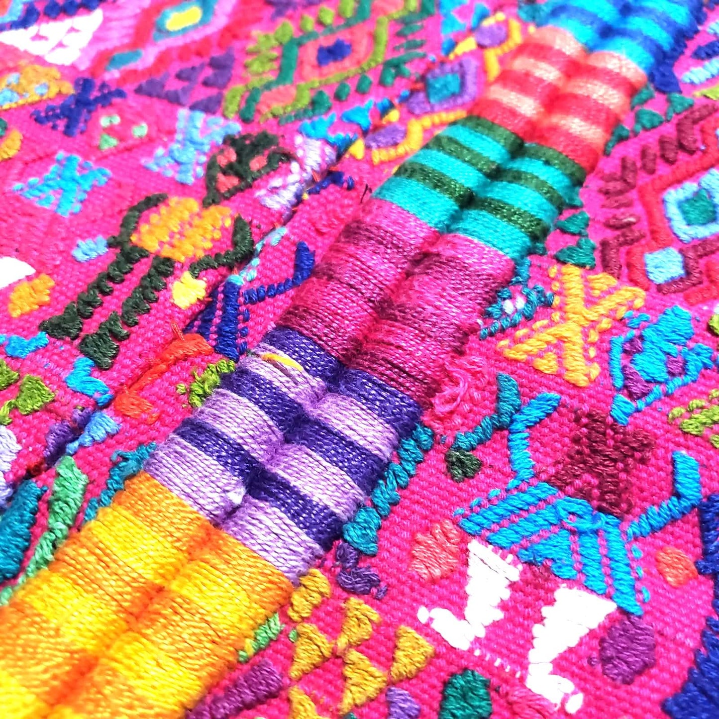 Handwoven Guatemalan Huipil Top - Tactic Coban Traditional Embroidered Cotton Blouse with Deer & Geometric Motif, Large