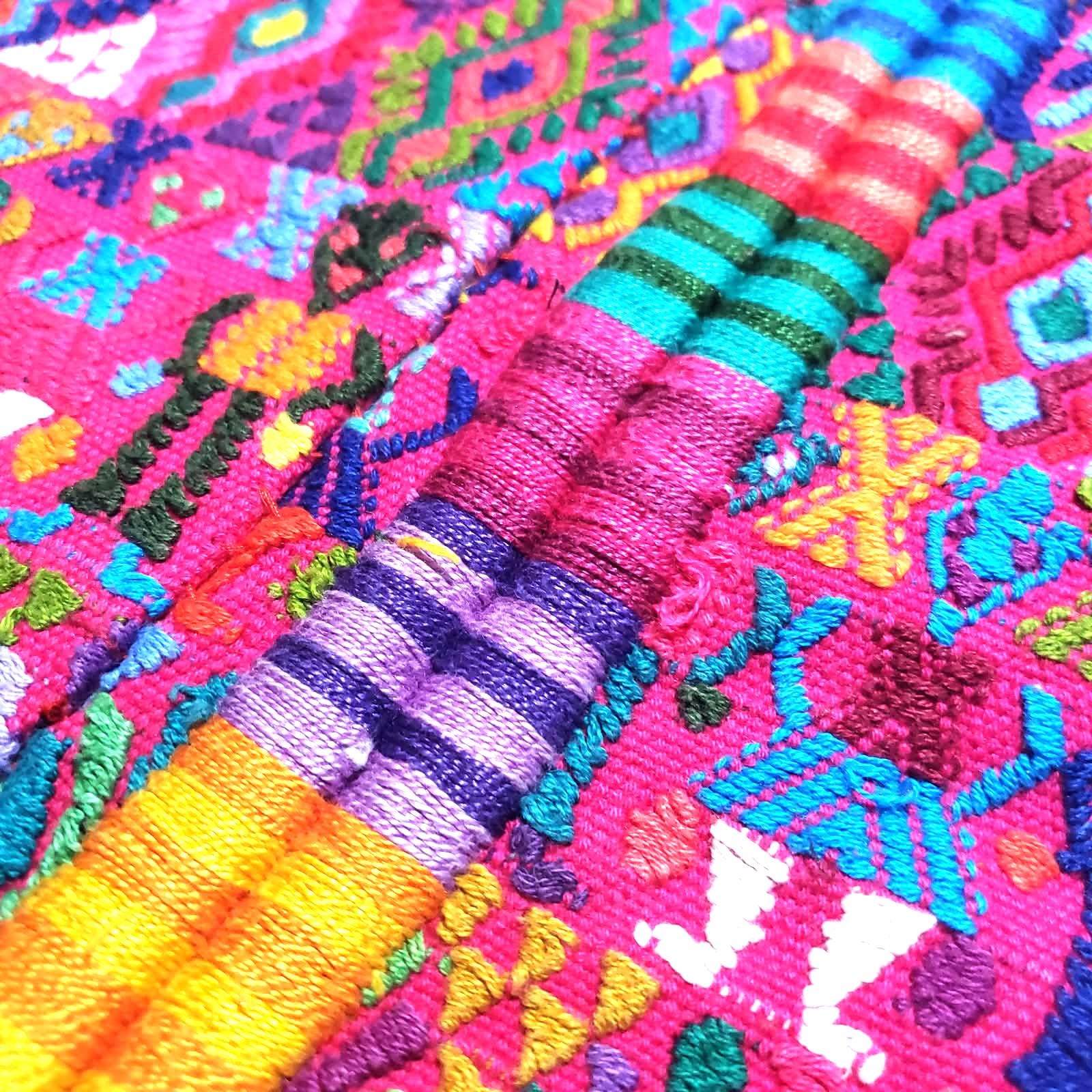 Handwoven Guatemalan Huipil Top - Tactic Coban Traditional Embroidered Cotton Blouse with Deer & Geometric Motif, Large