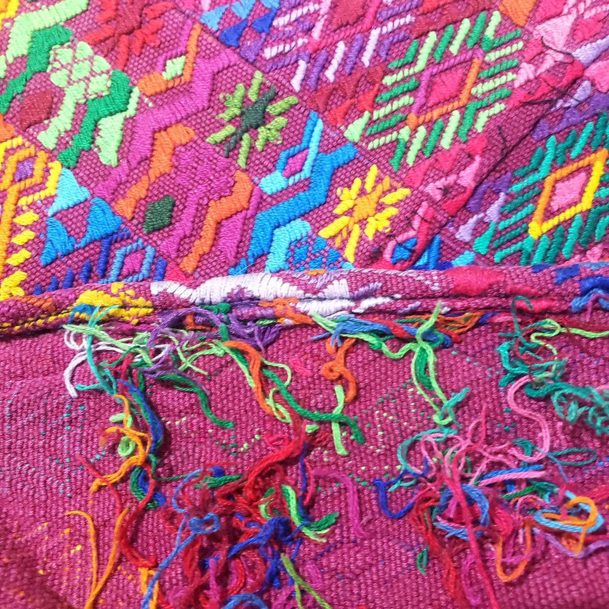 Handwoven Guatemalan Huipil Top - Tactic Coban Traditional Embroidered Cotton Blouse with Deer & Geometric Motif, Large