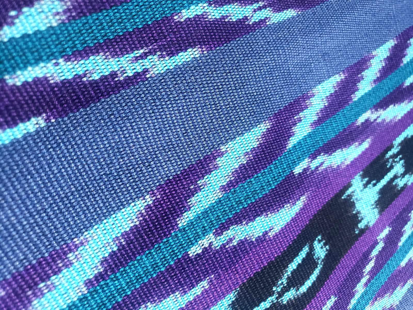 Handwoven Guatemalan Textile by the Yard - Cyan Purple Blue Cotton Fabric for Skirts, Curtains & Crafts -Foot Loom Material