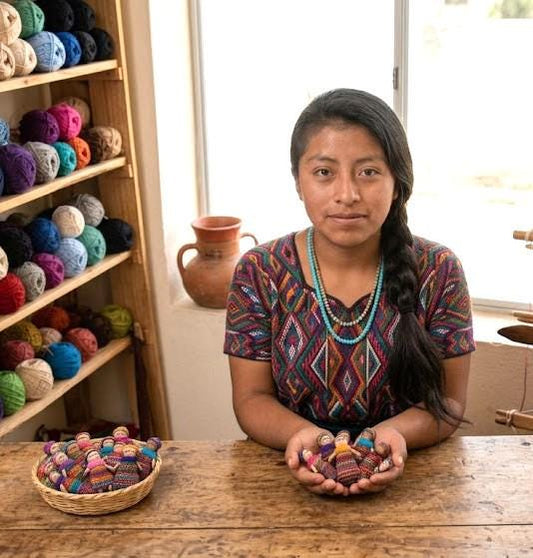 Guatemalan Worry Dolls: Traditional Mayan Clothing, Handmade, 2-inch