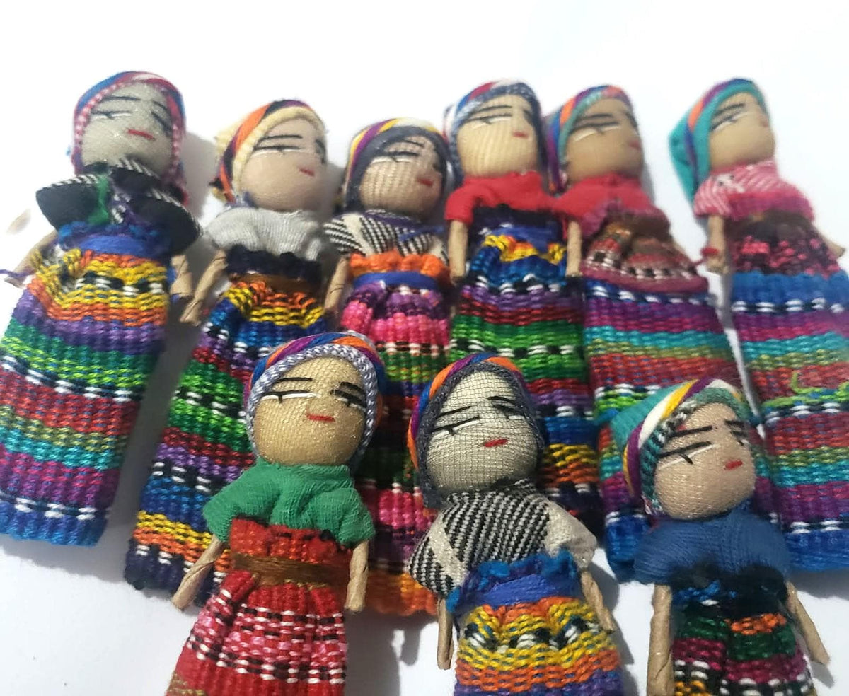 Guatemalan Worry Dolls: Traditional Mayan Clothing, Handmade, 2-inch