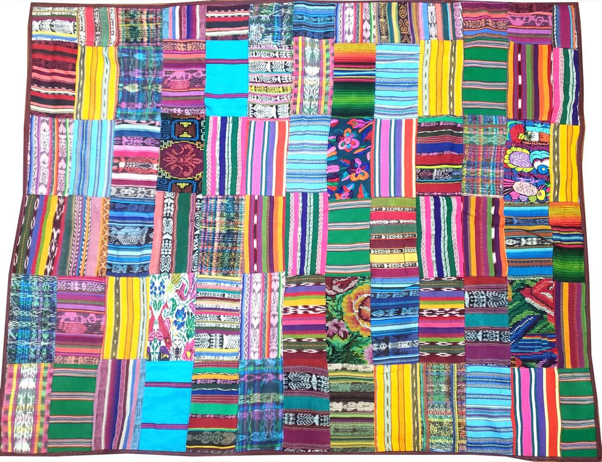 Multicolor Handmade Patchwork QUILT Huipil Throw
