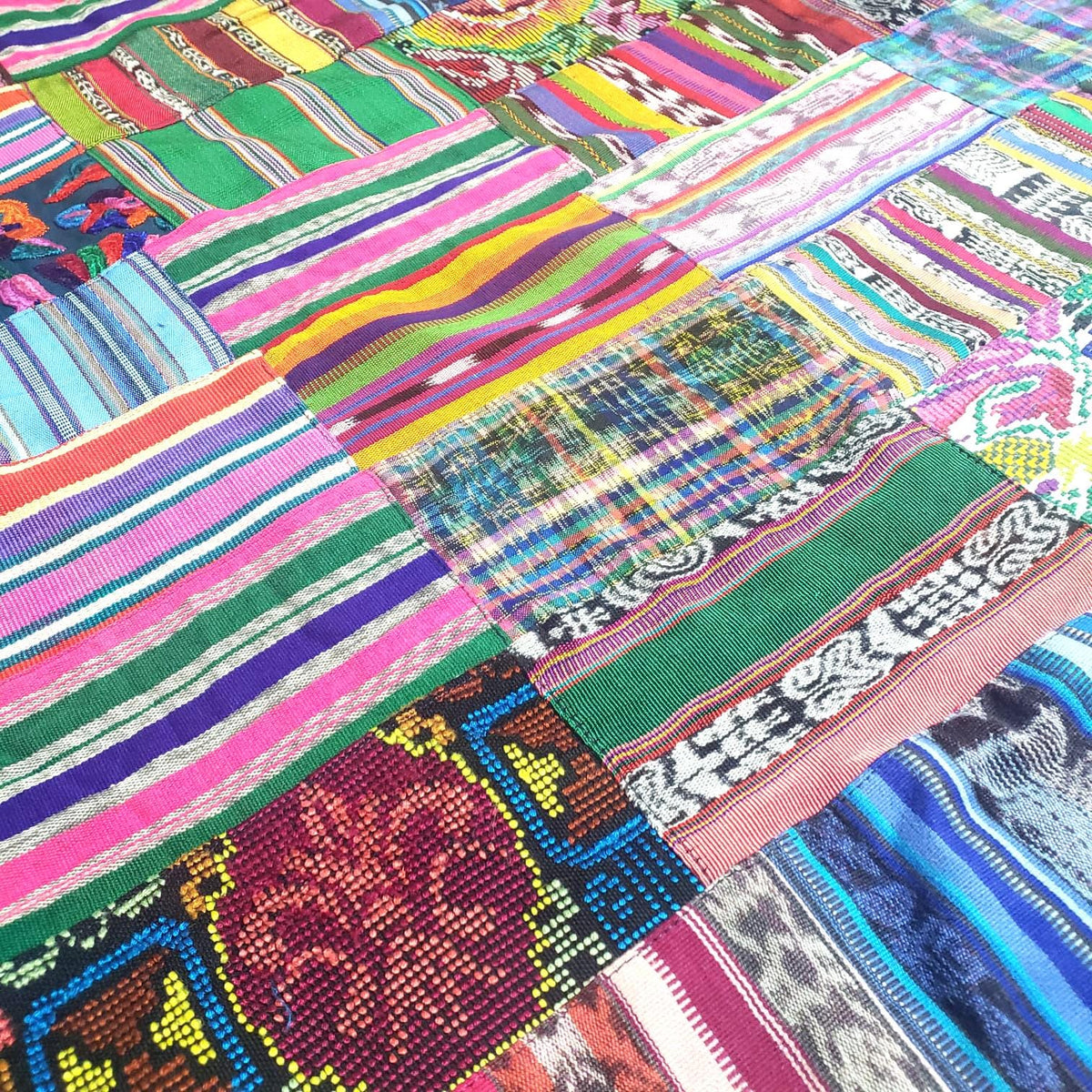 Multicolor Handmade Patchwork QUILT Huipil Throw